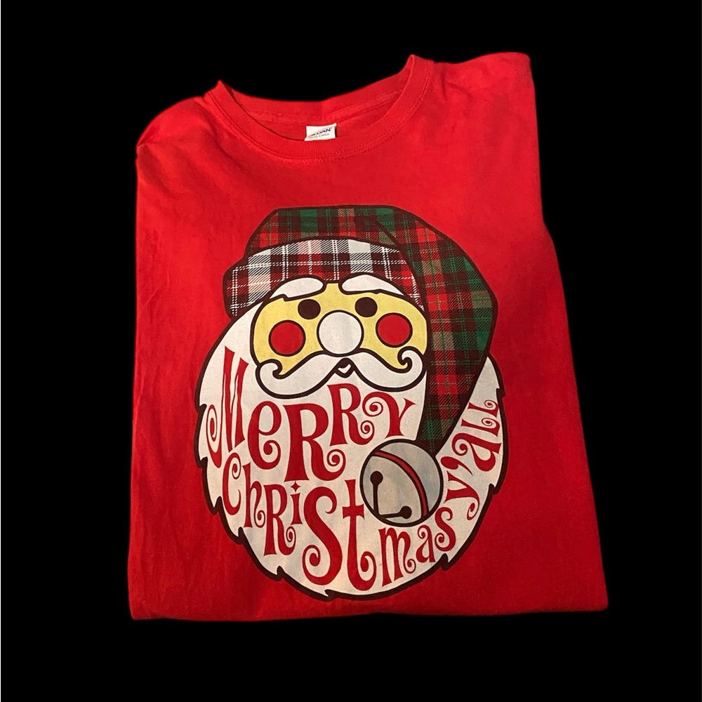 🎁 Gildan Red Merry Christmas Y'all Short Sleeve Tee - Picture 1 of 3